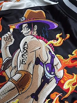 【美品】ワンピース　スカジャン　火拳のエース　黒　Mサイズ 美品】ワンピース スカジャン 火拳のエース 黒 Mサイズ